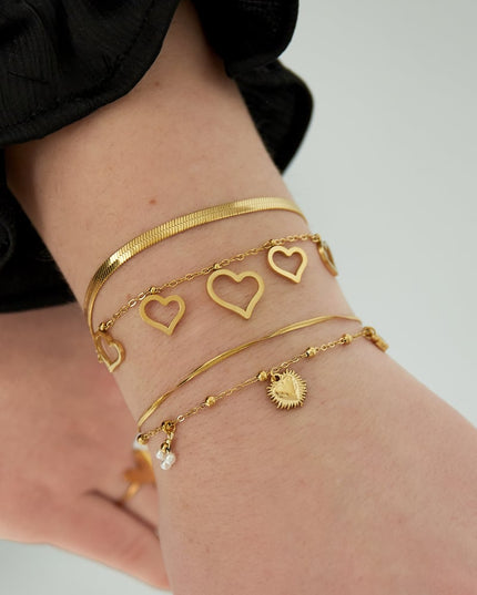 dubbele armband met hart bedel