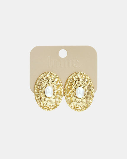 Oorbellen van roestvrij staal met hamerpatroon, casual, dagelijks, eenvoudig, serie, damessieraden