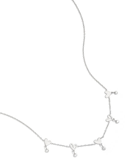 Ketting met wisselende hartjes en hangende steentjes