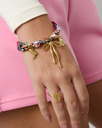 Armbanden met bedel van roestvrij staal met strik, casual, dagelijks, eenvoudig, serie, damessieraden