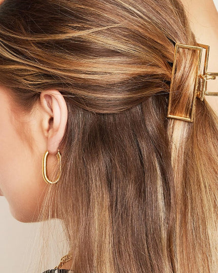 Rechthoekige metalen haarclip in Goud kleurkleur Vintage Goud kleur Metaal