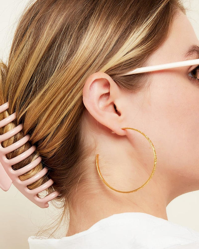 Grote haarclip glanzende afwerking Beige Plastic