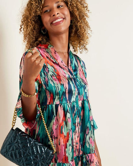 Metallic handbag with large Gold Color chain Purple PU