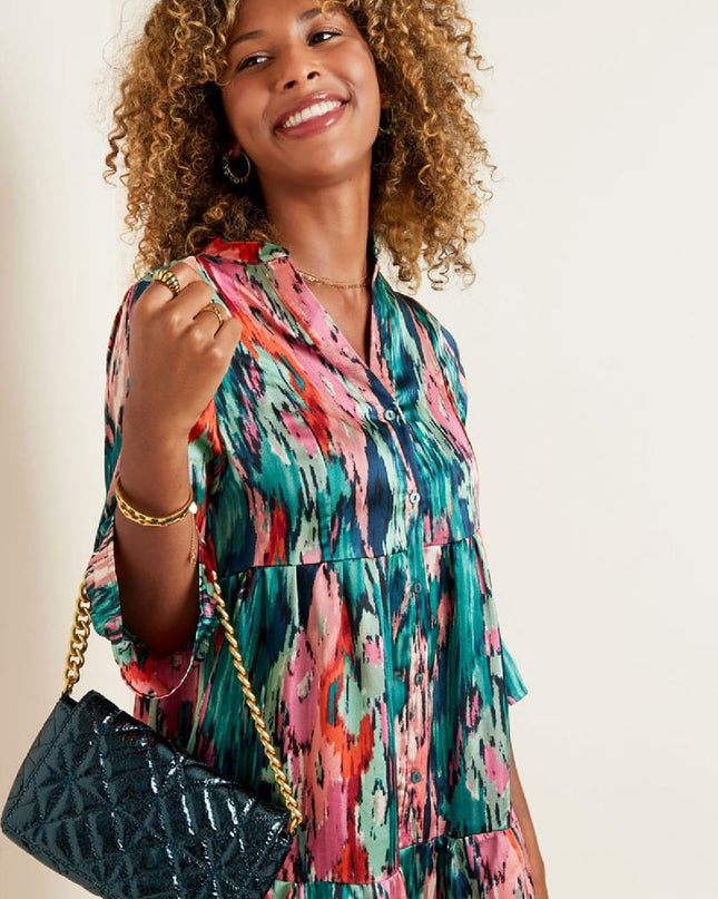 Metallic handbag with large Gold Color chain Purple PU