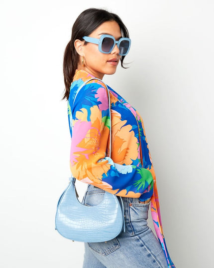 Handbag imitation leather with print Lilac PU