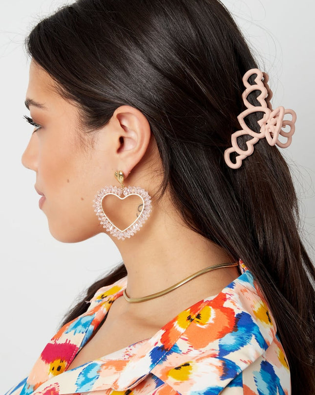 Haarklem hartjes - creme Plastic