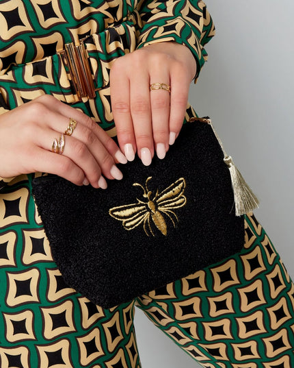 Make-up bag teddy bee - white