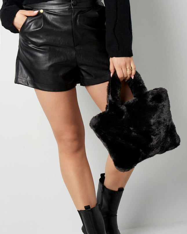 Faux fur city bag small - beige