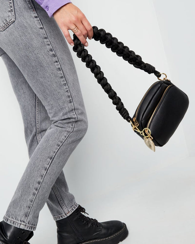 Gevlochten tas strap wijnrood