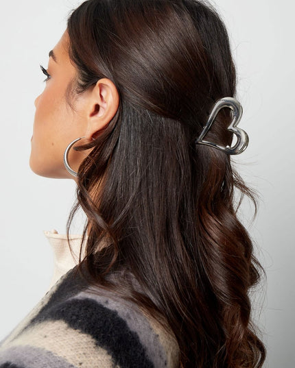 Silver color heart hair clip