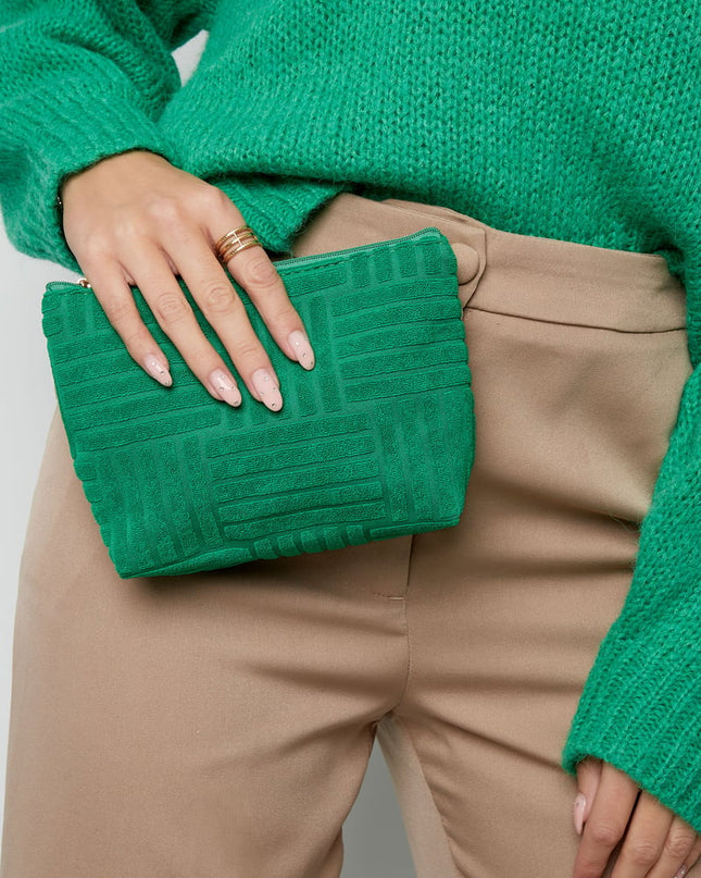 Lightweight Jacquard Travel Makeup Bag - Beige