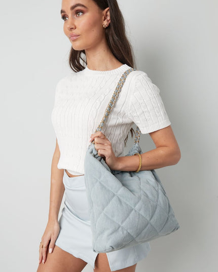 Spijkertas met gestikt motief en ketting