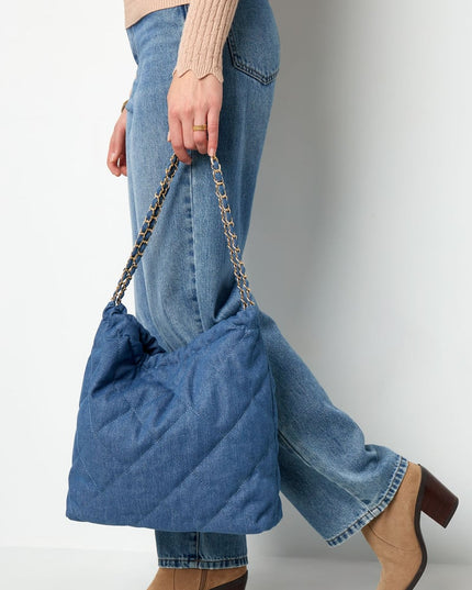 Spijkertas met gestikt motief en ketting