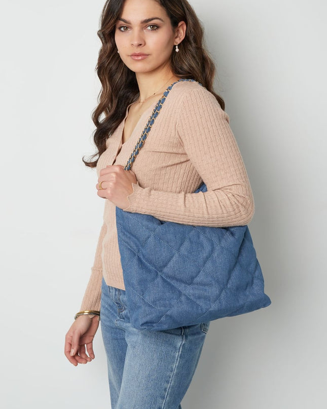 Spijkertas met gestikt motief en ketting