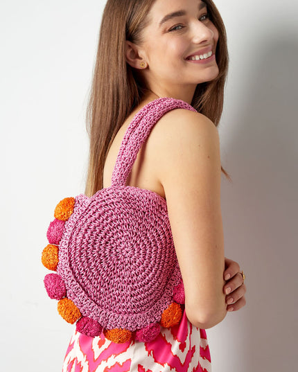 Pom pom beach bag - groen