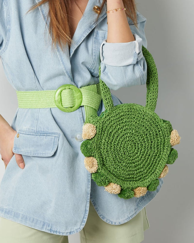 Pom pom beach bag - groen