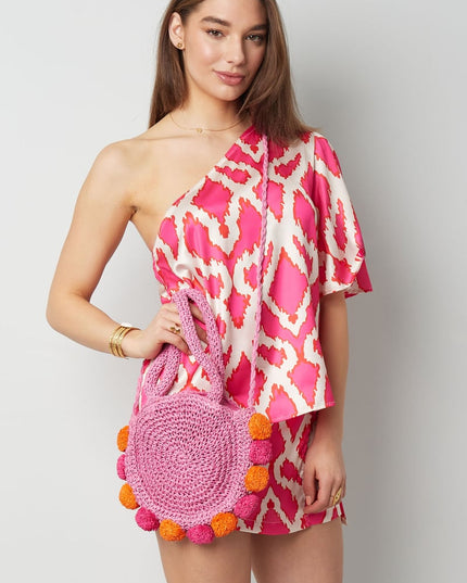 Pom pom beach bag - groen