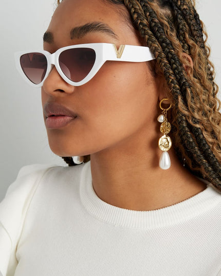 V statement sunglasses - black