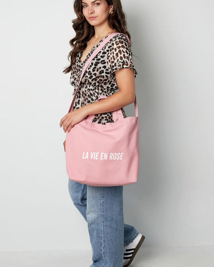 Canvas shopper la vie en rose - pink