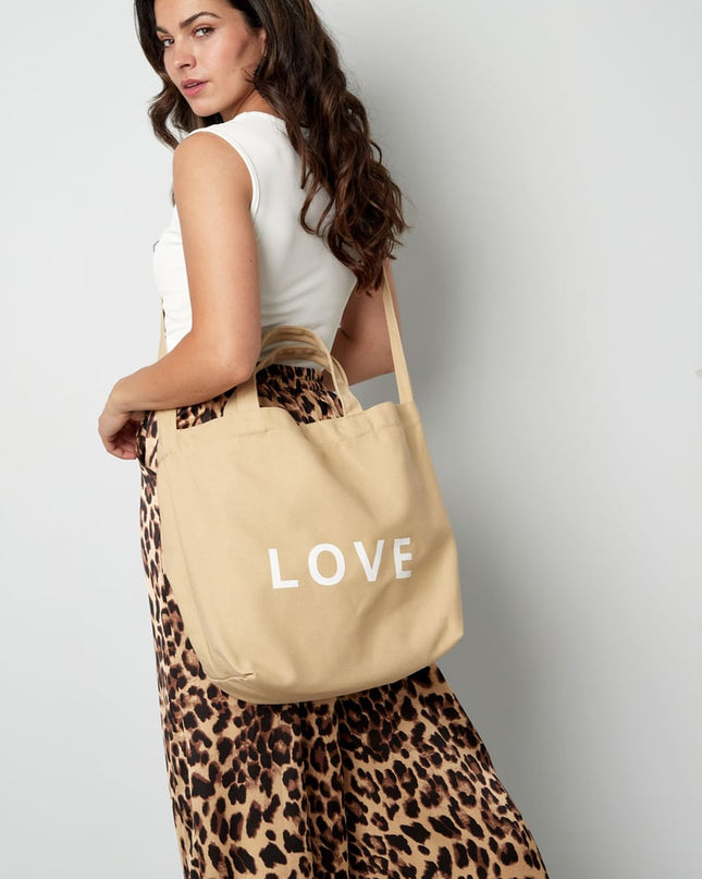 Canvas shopper love - beige
