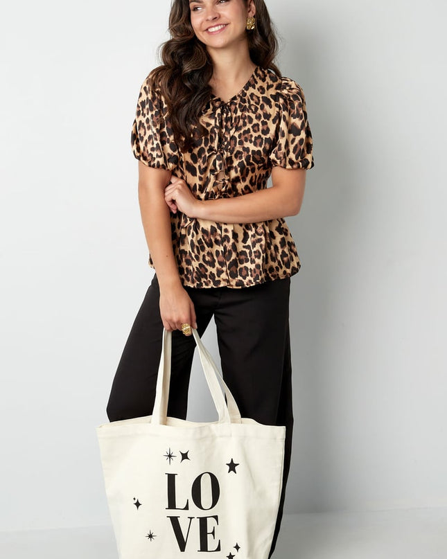 Canvas shopper love - white