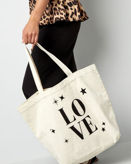 Canvas shopper love - white