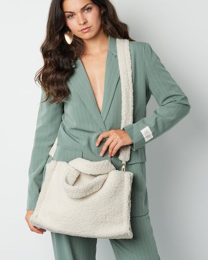 Fluffy Teddy bag - white