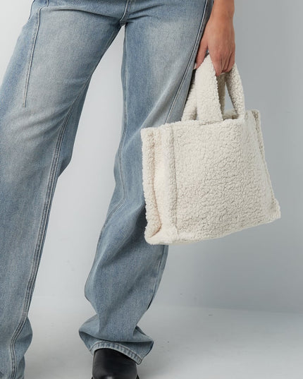 Fluffy Teddy bag - white