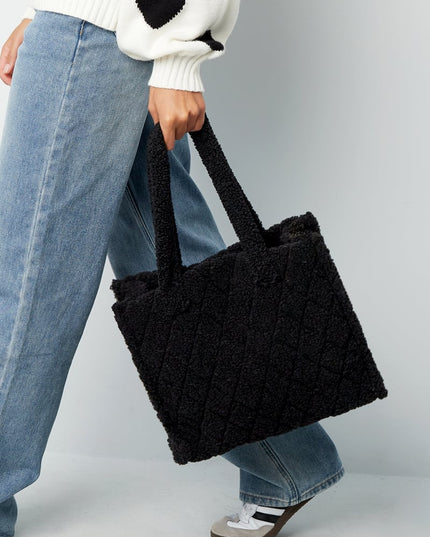 Fuzzy tote bag - camel