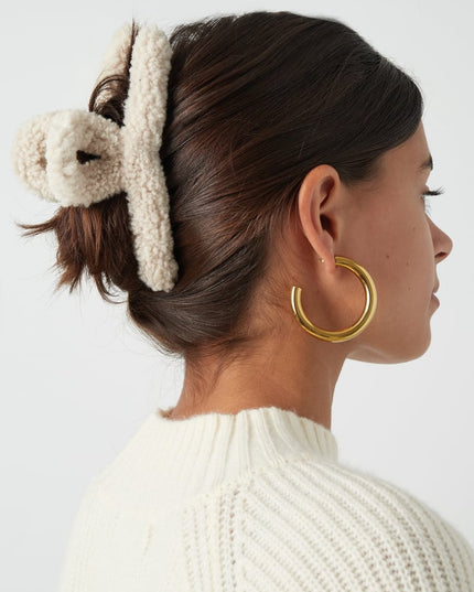 Fluffy Teddy Hair Clip - Brown