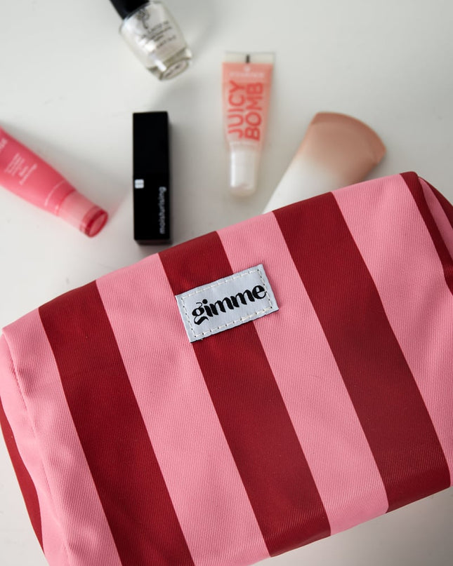 Toilettas grote streep - Roze rood