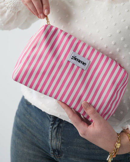 Make-up bag small stripes - Pink