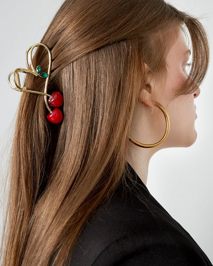 large cherry hair clip
