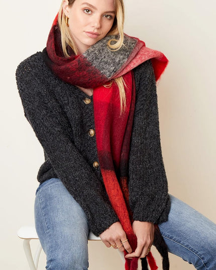 Sjaal met franjes Oranje Polyester