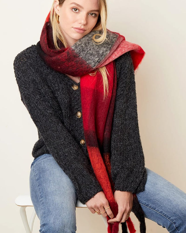 Sjaal met franjes Oranje Polyester