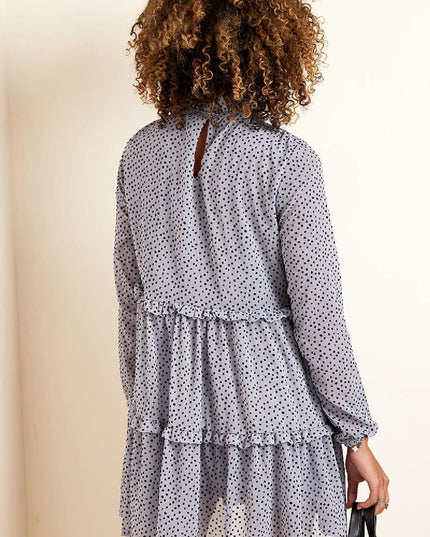 Gelaagde jurk met ruches Groen S