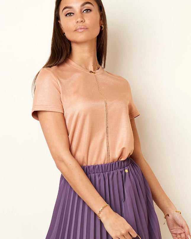 T-shirt with broderie stripe Grey S