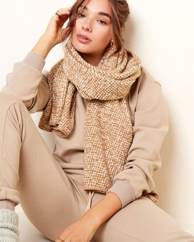 Sjaal met reliëf stof roze/grijs Polyester