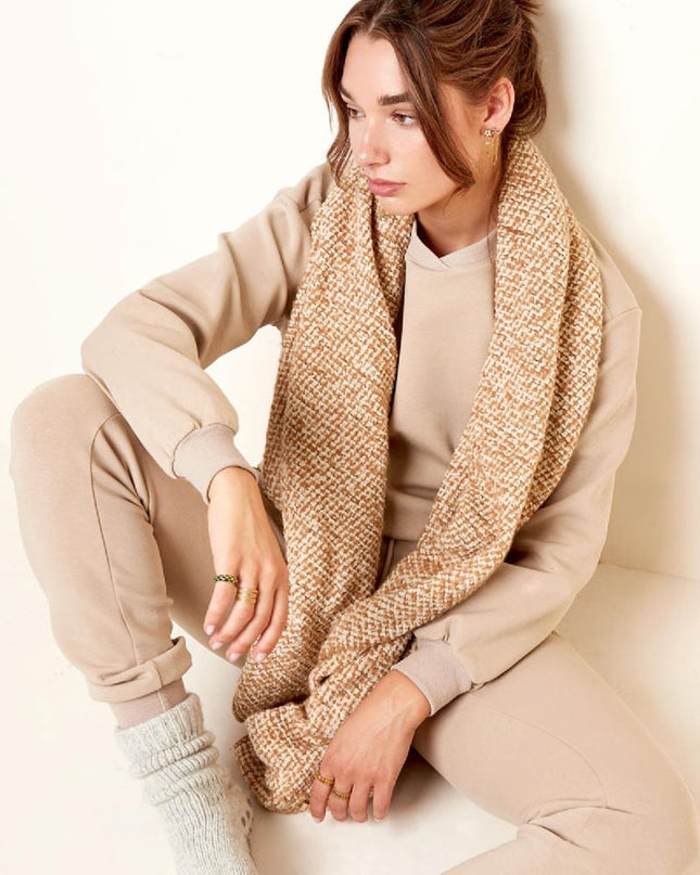 Sjaal met reliëf stof roze/grijs Polyester