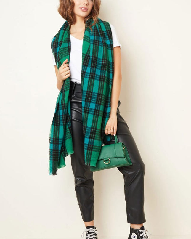 Sjaal geruite print Fuchsia Polyester