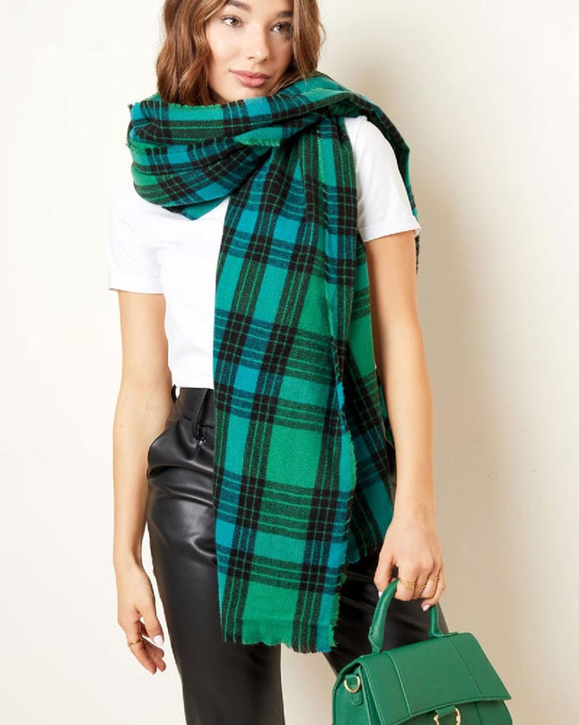 Sjaal geruite print Fuchsia Polyester