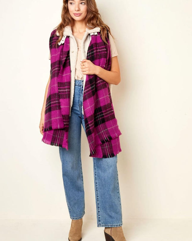 Sjaal met ruitjes Roze Acryl