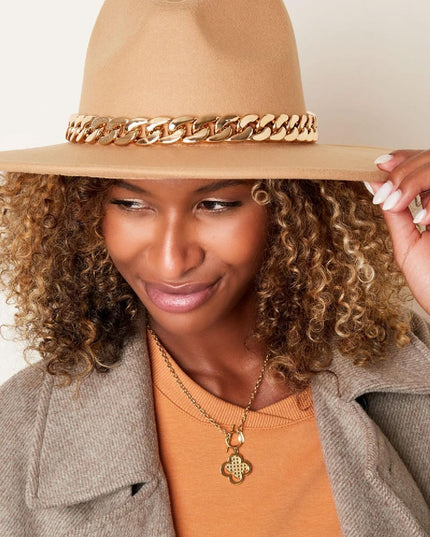 Fedora hoed met ketting Groen Polyester