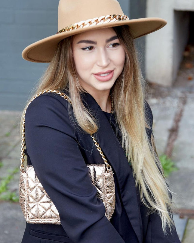 Fedora hoed met ketting Groen Polyester