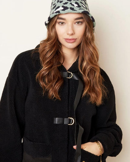 Vissershoedje dierenprint Grijs Acryl