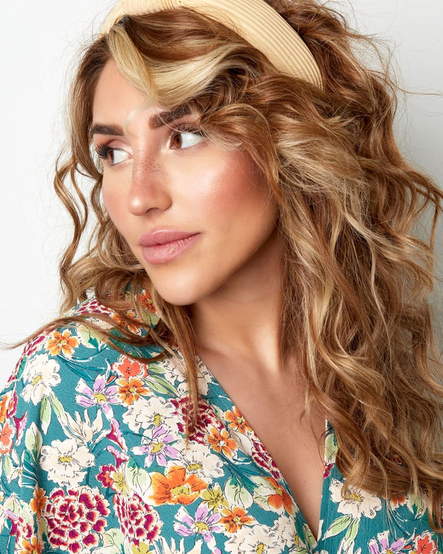 Haarband rib met knoop - paars Plastic