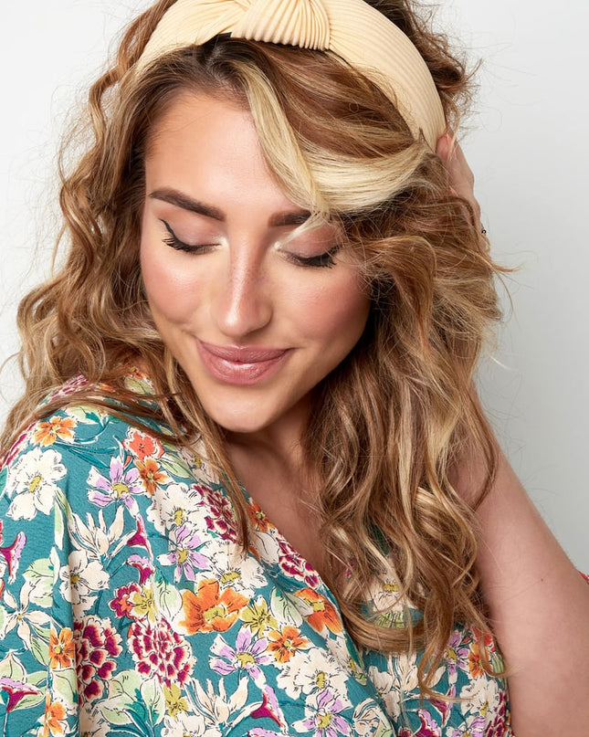 Haarband rib met knoop - paars Plastic