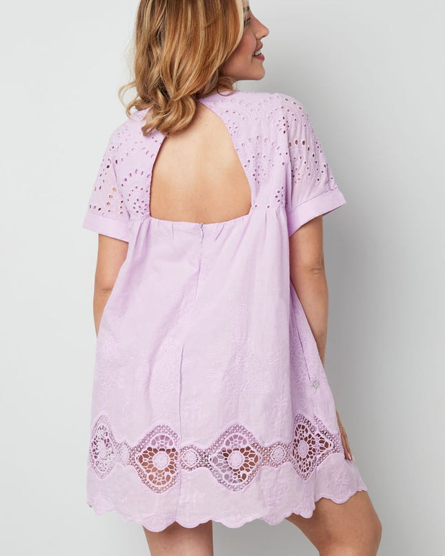 Short dress with open back - fuchsia