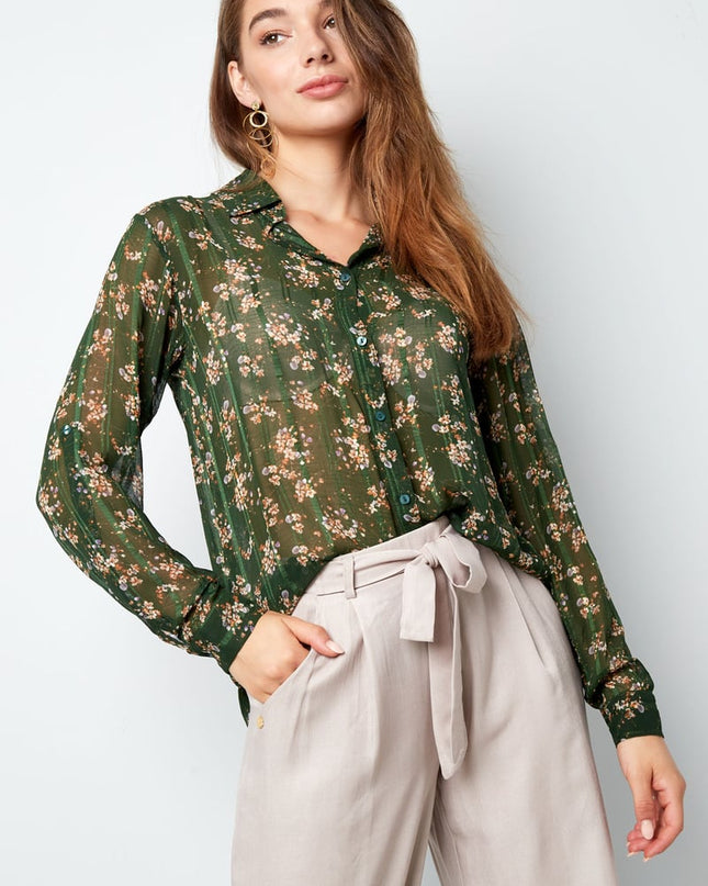 Blouse bloemenprint groen