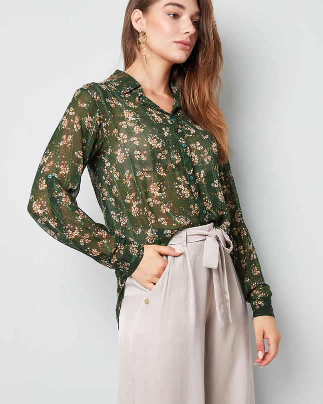 Blouse bloemenprint groen